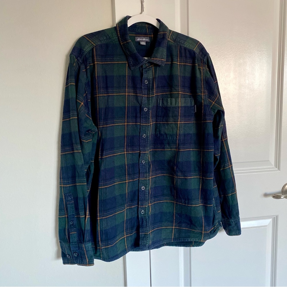 Eddie Bauer Plaid 100% Cotton Casual Grunge Long Sleeve Flannel Button Down